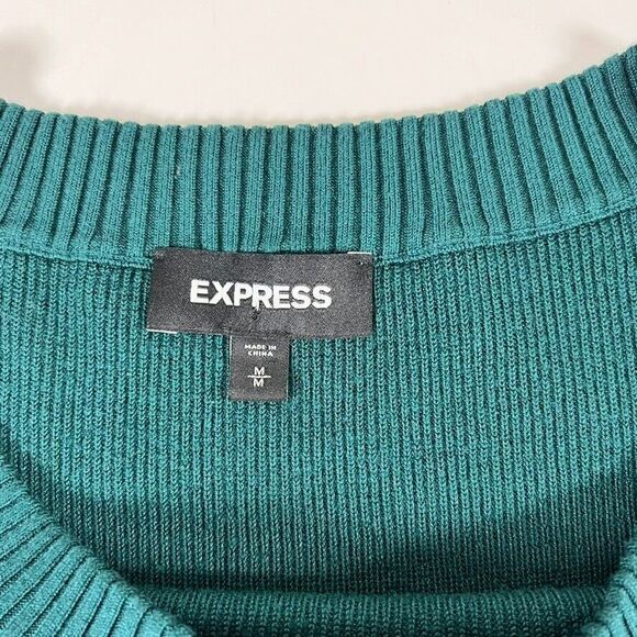 Express Short Sleeved Sweater Women’s Forest Green M - Picture 3 of 10